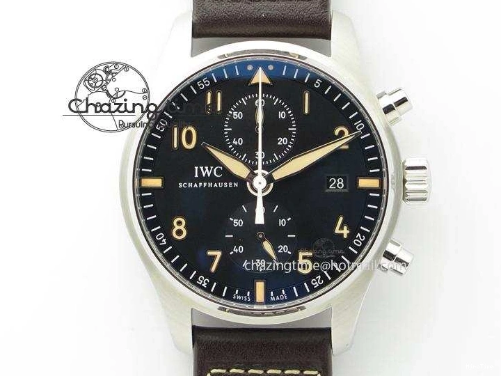 MIROTIME 0216 Pilot Chrono SS IW387808 CF3 ZF 1:1 Best Edition On Brown Leather Strap A Soft 7328